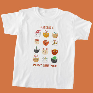 Lustige Katze Meowy Weihnachten Personalisiert T-Shirt