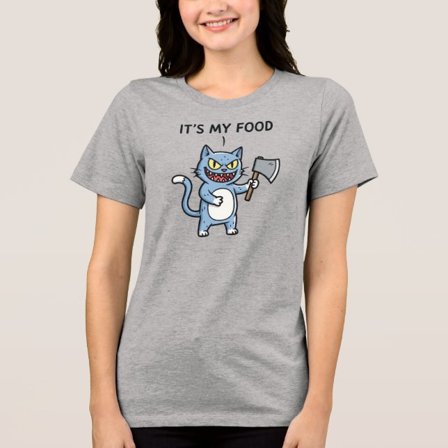 Lustige Katze mit Axt Tri-Blend Shirt (Vorderseite)