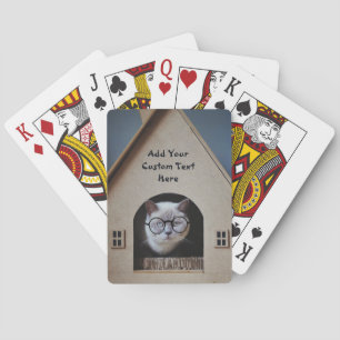 Lustige Katze mit Brille, anpassbar mit Ihrem Text Spielkarten
