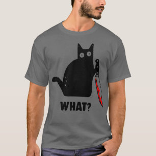 Lustige Katze mit einem Messer WAS T-Shirt