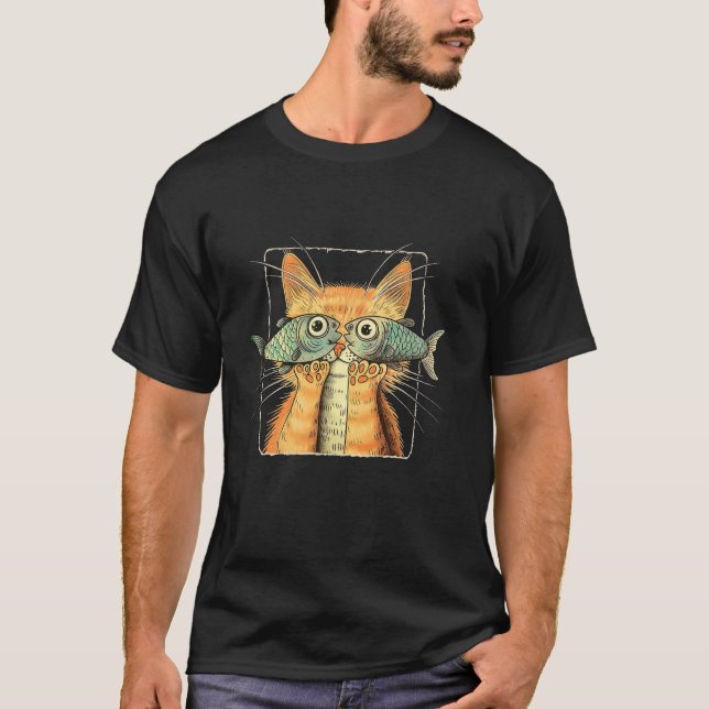 Lustige Katze mit Fischaugen T-Shirt (Vorderseite)