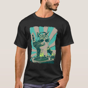 Lustige Katze mit Kopfhörern und Sonnenbrille Vint T-Shirt