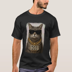 Lustige Katze mit Sonnenbrille Bling Kette für Kin T-Shirt