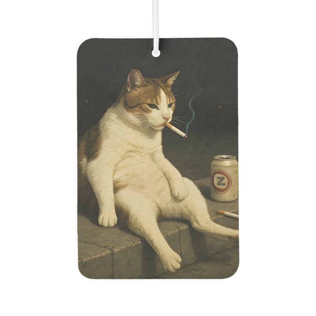 Lustige Katze mit Zigarette Gen Z Meme Autolufterfrischer (Vorderseite)