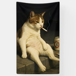 Lustige Katze mit Zigarette Gen Z Meme Banner
