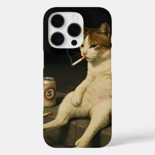 Lustige Katze mit Zigarette Gen Z Meme iPhone 16 Pro Hülle