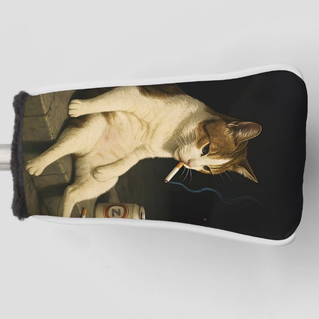 Lustige Katze mit Zigarette Gen Z Meme Golf Headcover (Vorderseite)