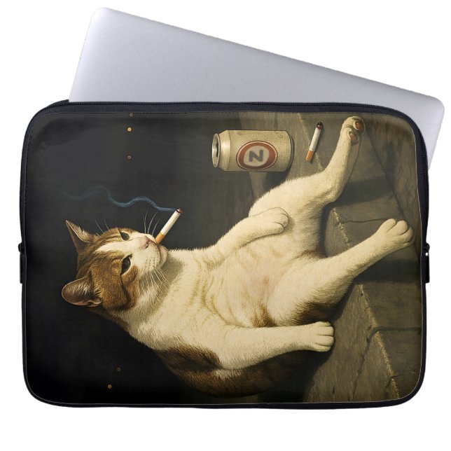 Lustige Katze mit Zigarette Gen Z Meme Laptopschutzhülle (Vorderseite)