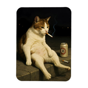 Lustige Katze mit Zigarette Gen Z Meme Magnet