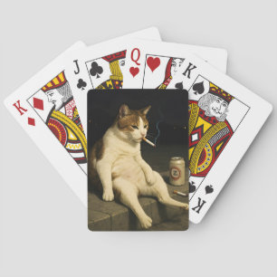 Lustige Katze mit Zigarette Gen Z Meme Spielkarten