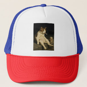 Lustige Katze mit Zigarette Gen Z Meme Truckerkappe