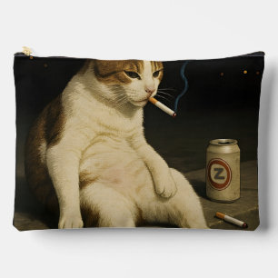 Lustige Katze mit Zigarette Gen Z Meme Zubehörtasche