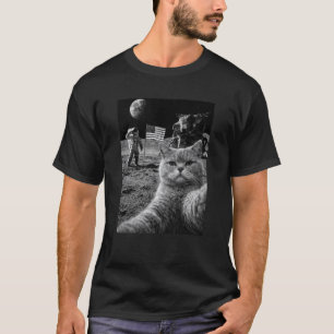 Lustige Katze Mondlandung Selfie Tier Meme Lange S T-Shirt