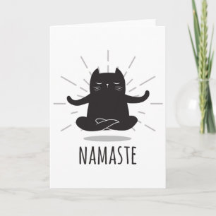 Lustige Katze Namaste Yoga-Posen Buddha-Blumen-Sym Karte