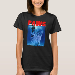 Lustige Katze PAWS. Parodie für Hai- und Katzenlie T-Shirt