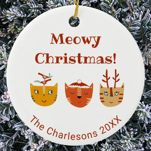 Lustige Katze personalisiertes Weihnachten Keramik Ornament