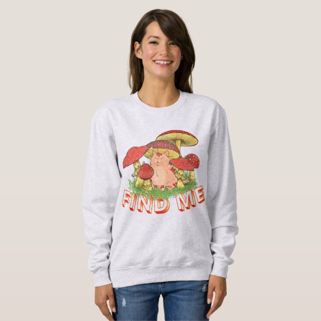 Lustige Katze Pilz Sweatshirt (Vorne ganz)