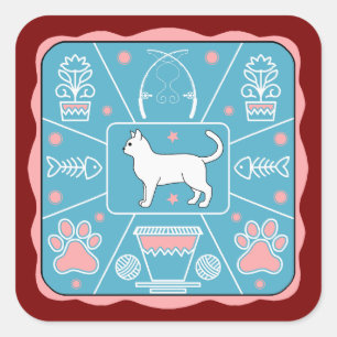 lustige Katze Quadratischer Aufkleber