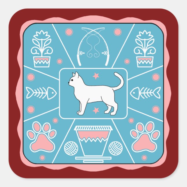 lustige Katze Quadratischer Aufkleber (Vorderseite)
