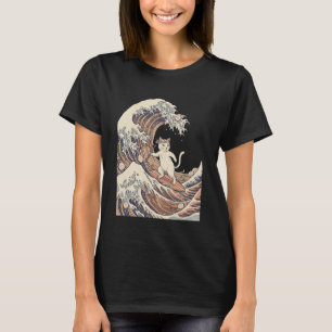 Lustige Katze Ramen Großartig. Welle Japanisch Kaw T-Shirt