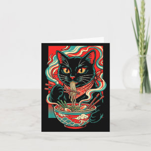 Lustige Katze Ramen Japanische Grafik Kawaii Retro Karte