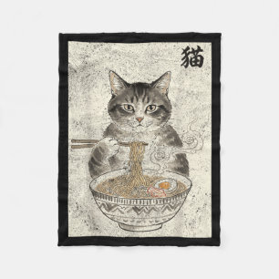 Lustige Katze Ramen Japanische Kawaii Anime Fleecedecke