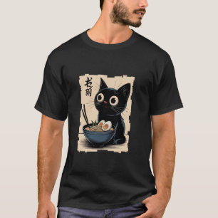 Lustige Katze Ramen Retro Japanische Anime Kawaii T-Shirt