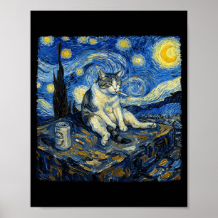 Lustige Katze raucht Katzen-Meme für Männer Frauen Poster