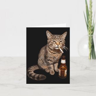 Lustige Katze raucht trinkt Bier Meme dumm Karte