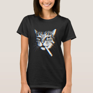 Lustige Katze raucht Zigarette Cig Meme T-Shirt