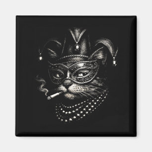 Lustige Katze raucht Zigarette Mardi Grafik Kunst Magnet
