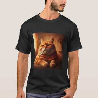 Lustige Katze raucht Zigarette Süße Katze Meme Des T-Shirt