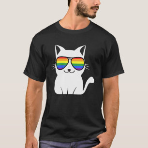 Lustige Katze Regenbogen Sonnenbrille Süße Tierlie T-Shirt