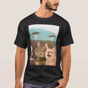 Lustige Katze Retro Alien UFO_1 T-Shirt