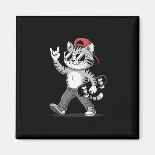 Lustige Katze Rock Hand Skateboarding Grafik Skate Magnet