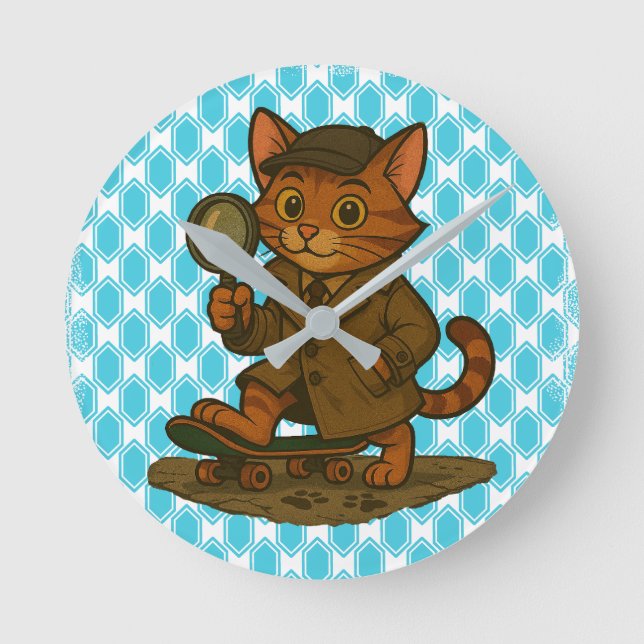 lustige Katze Runde Wanduhr (Vorderseite)
