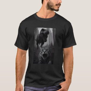 Lustige Katze Selfie Dinosaurier Trex Tierliebhabe T-Shirt