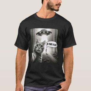 Lustige Katze Selfie mit Alien UFO Grafik Männer F T-Shirt