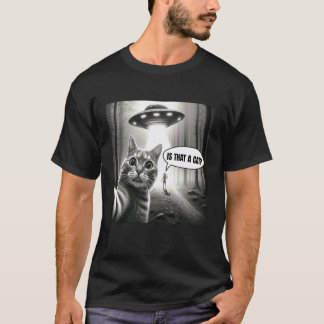 Lustige Katze Selfie mit Alien UFO Grafik Männer F T-Shirt