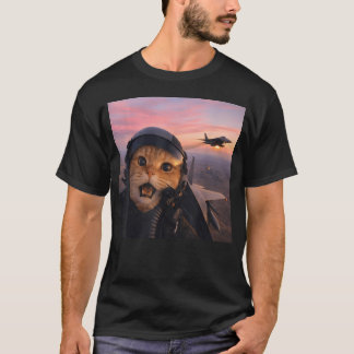 Lustige Katze Selfie Pilot Jet Fighter Flugzeug T-Shirt