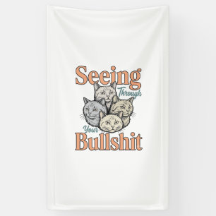 Lustige Katze sieht durch Ihr Vintage-Des Banner