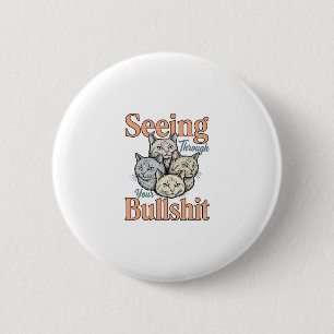 Lustige Katze sieht durch Ihr Vintage-Des Button