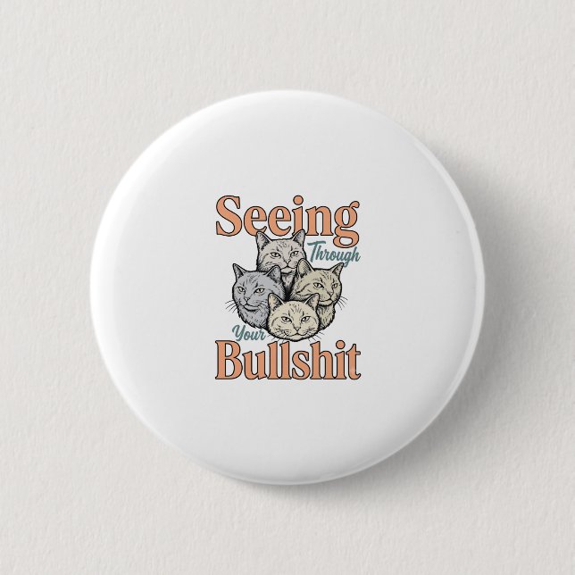 Lustige Katze sieht durch Ihr Vintage-Des Button (Vorderseite)