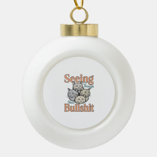 Lustige Katze sieht durch Ihr Vintage-Des Keramik Kugel-Ornament