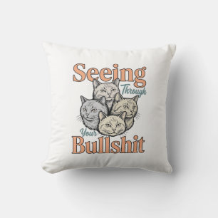 Lustige Katze sieht durch Ihr Vintage-Des Kissen