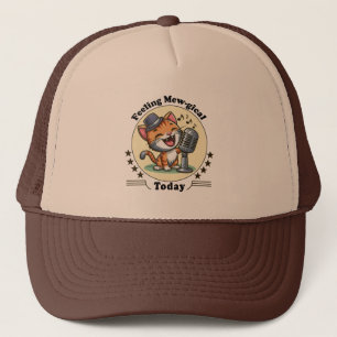 lustige Katze singen Truckerkappe