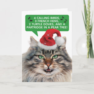 Lustige Katze singt die 12 Weihnachtstage Feiertagskarte