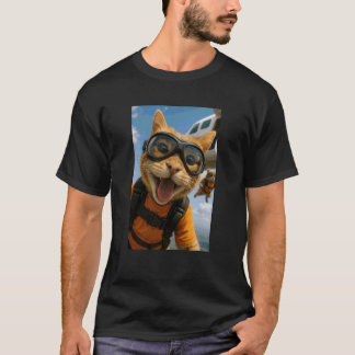Lustige Katze Sky Diving Taucher Tierliebhaber Zoo T-Shirt