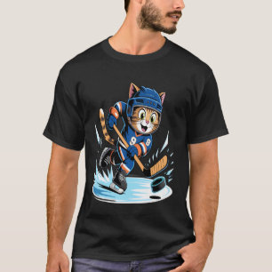 Lustige Katze spielt Eishockey Sportliebhaber T-Shirt