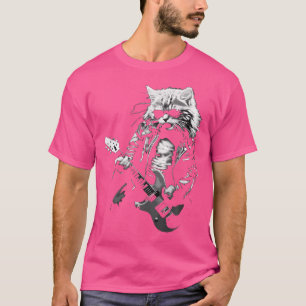 Lustige Katze spielt elektrische Gitarre Cool Sten T-Shirt